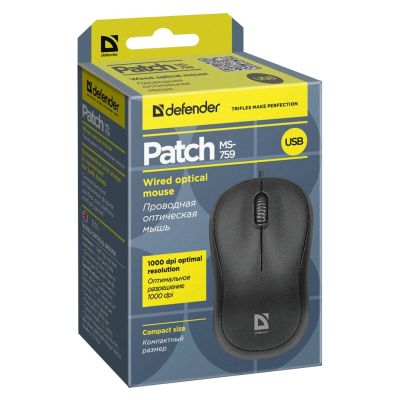 5. Defender Mouse Patch MS-759 Optisch 1000DPI 3P Schwarz 52759
