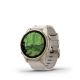 5. Garmin Fenix 8 43mm AMOLED Saphirblau Titan Soft Gold mit limettenfarbenem Lederarmband