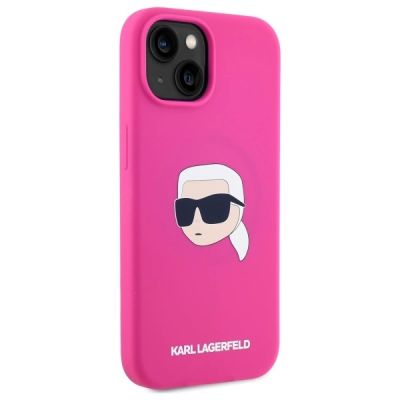 4. Karl Lagerfeld KLHMP15SSKHPPPLF iPhone 15 6,1" Fuchsia/Fuchsia Hardcase Silikon Karl Head Print MagSafe