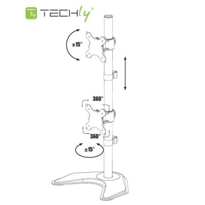 3. TECHLY VERTIKALER TISCHSTÄNDER FÜR 2 MONITOREN 13-27" LCD 10KG