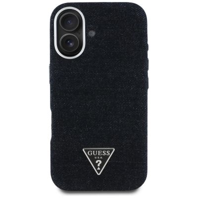 3. Guess Denim Triangle Logo MagSafe Hülle für iPhone 16 - Schwarz