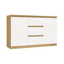 2-türige Kommode mit 3 Schubladen, Artisan/Weiß, Set