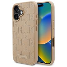Karl Lagerfeld Hot Stamp Magsafe Hülle für iPhone 16 – Beige