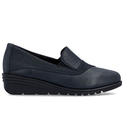 4. Damen-Keilschuhe aus Leder, marineblau, Rieker L5356-14