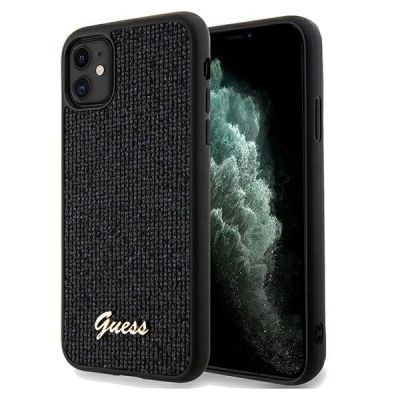 Guess Disco Metal Script Hülle für iPhone 11 / Xr - Schwarz