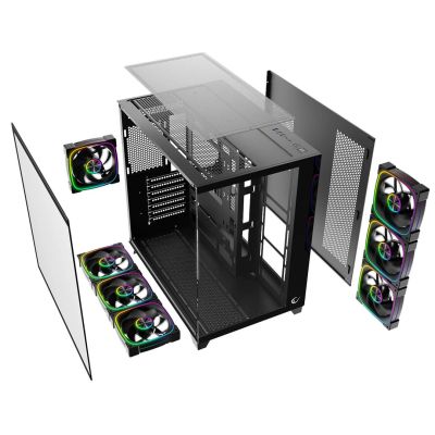 7. RAMPAGE PC-Gehäuse aus gehärtetem Glas SEALITE 7X ARGB-PWM-Lüfter BLACK