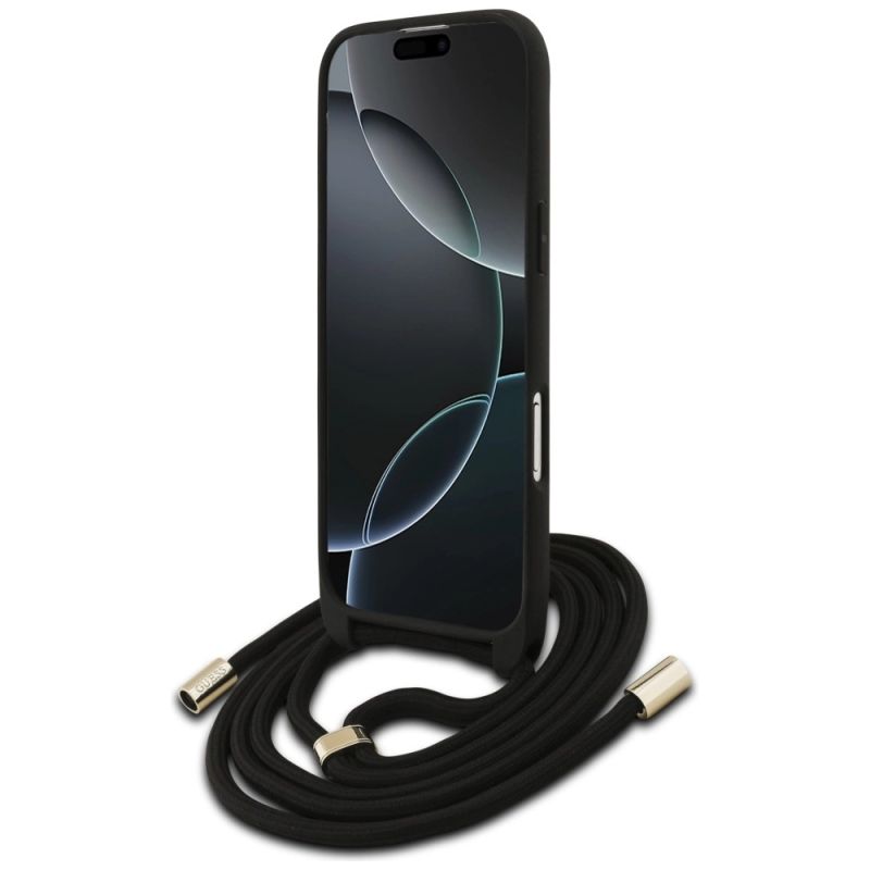 4. Guess 4G Big Logo Cord Stap Crossbody Case für iPhone 17 Air - Braun