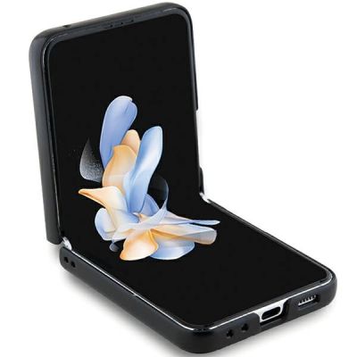 4. Hello Kitty Metal Logo Kitty Head Hülle für Samsung Galaxy Z Flip 5 – Schwarz