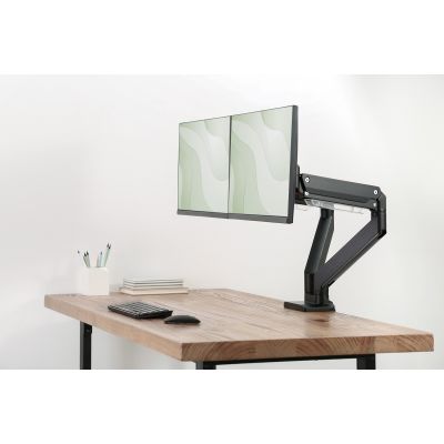 7. Doppelter Schreibtischarm mit 2xLCD-Klemme mit Gasfeder, max. 2x35" und 15 kg