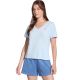 Skechers Signature V-Neck T-Shirt TP167-SWBL Blau L