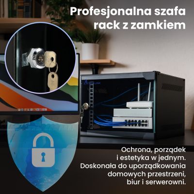 15. Extralink LITE 6U 10 280X310 Wand-Rackschrank Schwarz Freistehend/Wand-/Bodenrack Schwarz