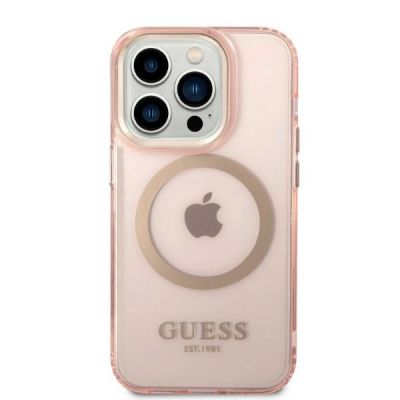 3. Guess GUHMP14LHTCMP iPhone 14 Pro 6,1" rosa/rosa Hartschale Gold Outline Translucent MagSafe