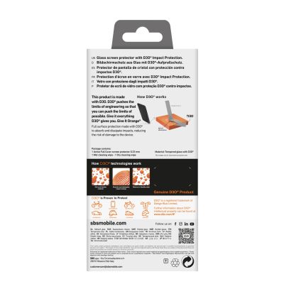 3. SBS Tempered Glass D3O gehärtetes Glas mit Rahmen für iPhone 16 Pro Max