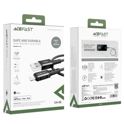 5. Acefast MFI USB - Lightning -Kabel 1,8 m, 2,4 A schwarz (C4-02 A Black)