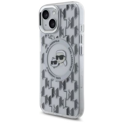 2. Karl Lagerfeld IML Monogram Karl & Choupette Head MagSafe-Hülle für iPhone 15 – transparent