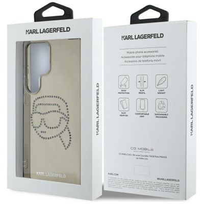 8. Karl Lagerfeld Strasssteine ​​Karl Head Logo Samsung Galaxy S25 Ultra schwarze Hülle