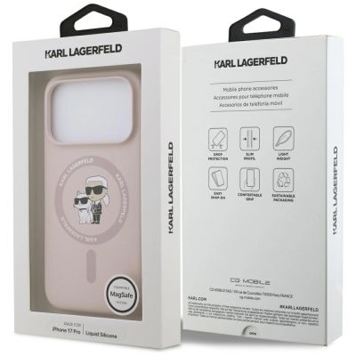 8. Karl Lagerfeld Silikon Karl&Choupette Ring MagSafe Case für iPhone 17 Pro - Pink