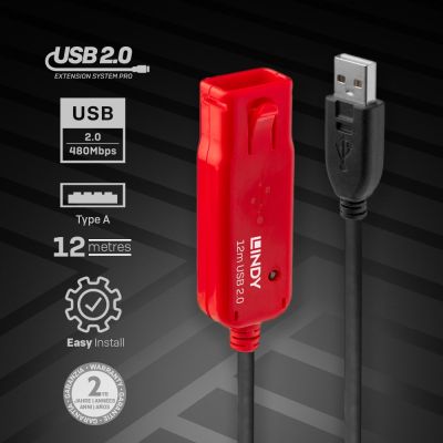 4. Lindy 42923 USB-Kabel USB 2.0 30m USB A Schwarz, Rot