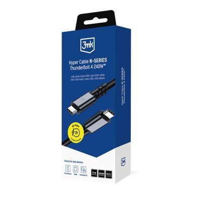 8. 3mk Hyper Cable N-SERIES USB-C / USB-C Thunderbolt 4 2m 48V / 5A 40Gb/s 240W 8K60Hz - schwarz