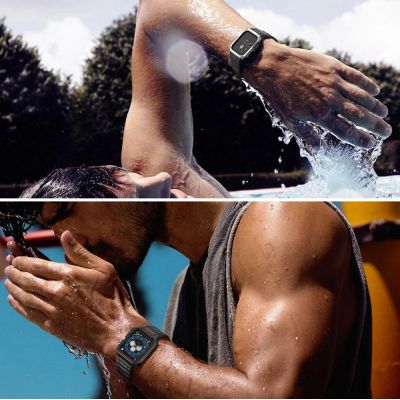 7. Protect Strap Band für Apple Watch 38/40/41mm Panzergehäuse Armband - Grau, Silber
