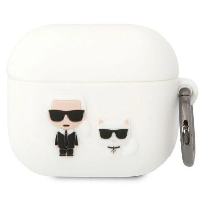 Karl Lagerfeld KLACA3SILKCW AirPods 3 Hülle weiß/weiß Silikon Karl & Choupette