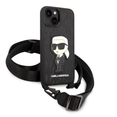 3. Karl Lagerfeld KLHCP14SSTKMK iPhone 14 6.1" schwarz/schwarz Hardcase Monogram Ikonik Patch