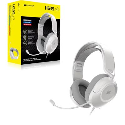 2. Corsair HS35 v3 Kabelgebundenes Gaming-Headset mit Kopfbügel, Weiß