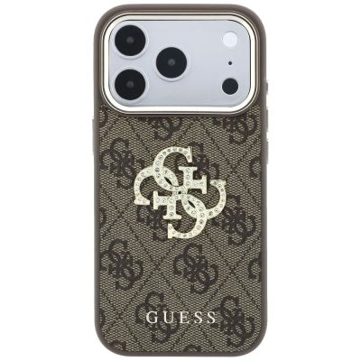 3. Guess 4G & Big Strass Logo Hülle für iPhone 18 Pro / 17 Pro - Braun