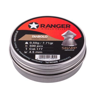 3. 4,5 mm RANGER Diabolo Classic Sharp Geriffelte Kugeln, geriffelte Spitze, 500 Stk. 0,50 g