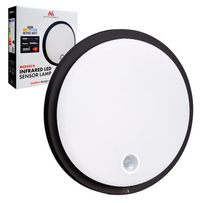 MACLEAN LED-Lampe mit Bewegungsmelder (PIR-Sensor), Schwarz, 10 W, IP65, 1000 lm, Neutralweiß, MCE525 B