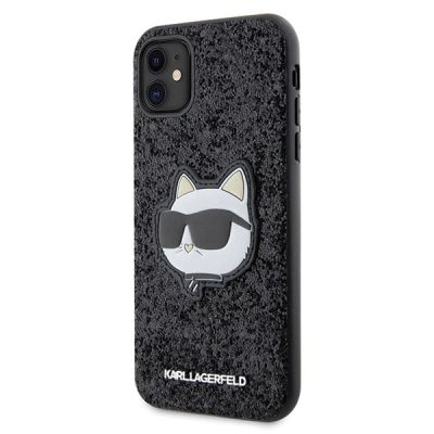 2. Karl Lagerfeld KLHCN61G2CPK iPhone 11 / Xr 6,1" schwarz/schwarzes Hartschalenetui mit glitzerndem Choupette-Patch