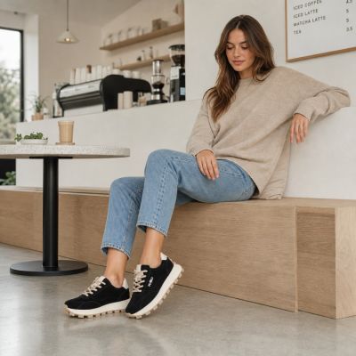9. Schwarze Leder-Plateau-Sneaker Filippo DP7498