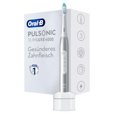 9. Oral-B Pulsonic Slim Luxe 4000 Ultraschallzahnbürste – Tägliche Pflege – Sensitiv – für weiße Zähne – 62.000 Bewegungen pro Minute – Platin – 2 Min.