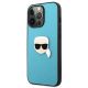 2. Karl Lagerfeld KLHCP13XPKMB iPhone 13 Pro Max 6,7" niebieski/blue hardcase Leather Ikonik Karl`s Head Metal