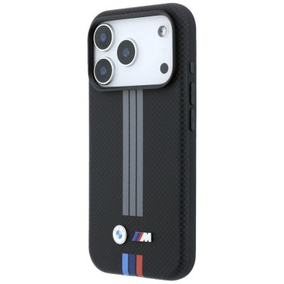 2. BMW M Quadrille Kevlar Anthrazit & Tricolor Print Lines MagSafe Hülle für iPhone 18 Pro Max / 17 Pro Max - Schwarz