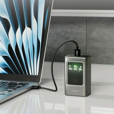 7. Powerbank SBS 10000mAh PD 35W mit LCD-Display - grau