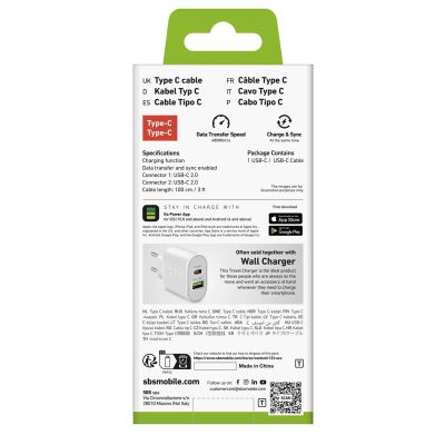 2. SBS TECABLETCC10W USB-C – USB-C- Power Delivery 25 W 1 m – Weiß