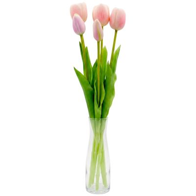 23. Strauß aus 5 hellrosa Tulpen, 39 cm, wie lebende Frühlingsdekoration