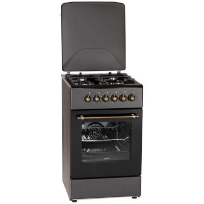 Gas-Elektro-Herd MPM-56-KRM-13 50 cm Schwarz Retro, Konvektion