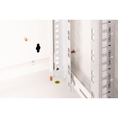 13. Digitus Unique 19" 12U 600x450 Wand-Netzwerkschrank, Glastür, grau, ungeteilt, montiert, 100 kg