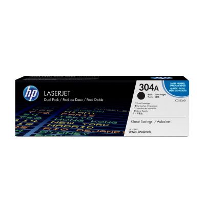 HP Toner-Set HP 304A, HP304A=CC530AD, enthält 2 schwarze Tonerkassetten CC530A