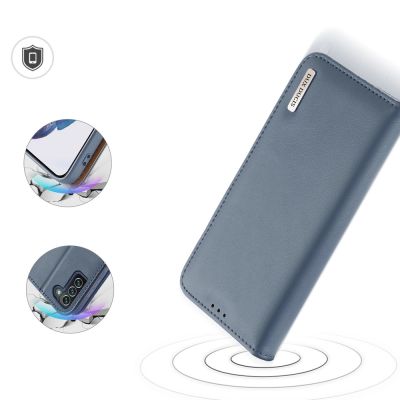 4. Dux Ducis Hivo Leather Flip Cover Echtleder Geldbörse für Karten und Dokumente Samsung Galaxy S22+ (S22 Plus) Blau