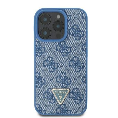 3. Guess Umhängetasche aus Leder mit Metall-Logo und Strass für iPhone 16 Pro Max – Blau