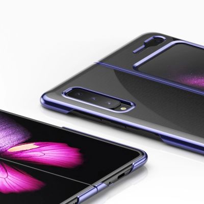 5. Plating Case hard case Electroplating frame Handyhülle Schutzhülle für Samsung Galaxy Fold blau