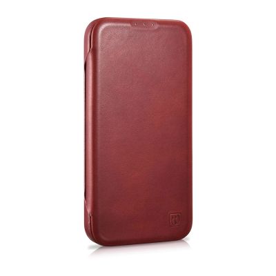 6. iCarer CE Oil Wax Premium Leather Folio Case iPhone 14 Plus Magnetic Flip Leather Folio Case MagSafe Red (AKI14220707-RD)