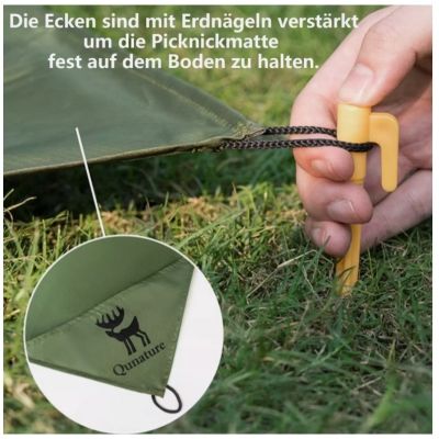 2. Qunature Wasserdichte Picknickdecke Grün 150x140