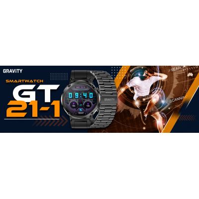 9. Gravity GT21-1+ Smartwatch Schwarzes Silikonarmband