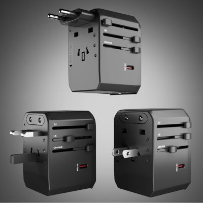 5. SBS Universal-GaN-Reiseadapter 70 W, 3x USB-C, 2x USB-A mit Tasche – Schwarz