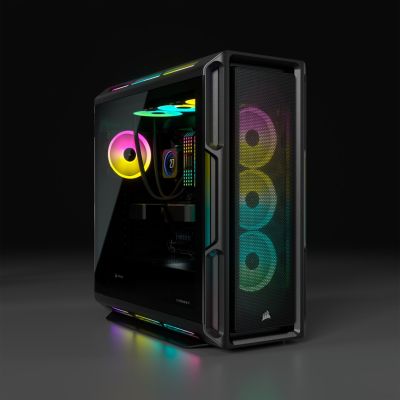 3. Corsair | Intelligentes Gehäuse mit gehärtetem Glas | iCUE 5000T RGB | Seitenteil aus Glas | Schwarz | Midi-Tower | Netzteil inklusive | ATX-Format