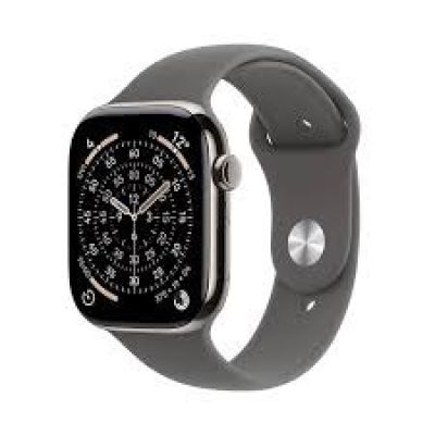 Apple Watch Series 11 GPS + Cellular 42 mm Gehäuse aus Natur-Titan mit steingrauem Sportarmband – M/L